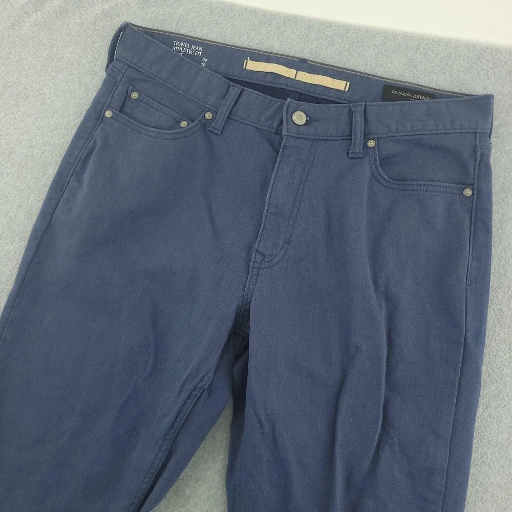 Banana Republic Travel Jean Athletic Fit Jeans Mens 34x30 Blue Stretch Denim